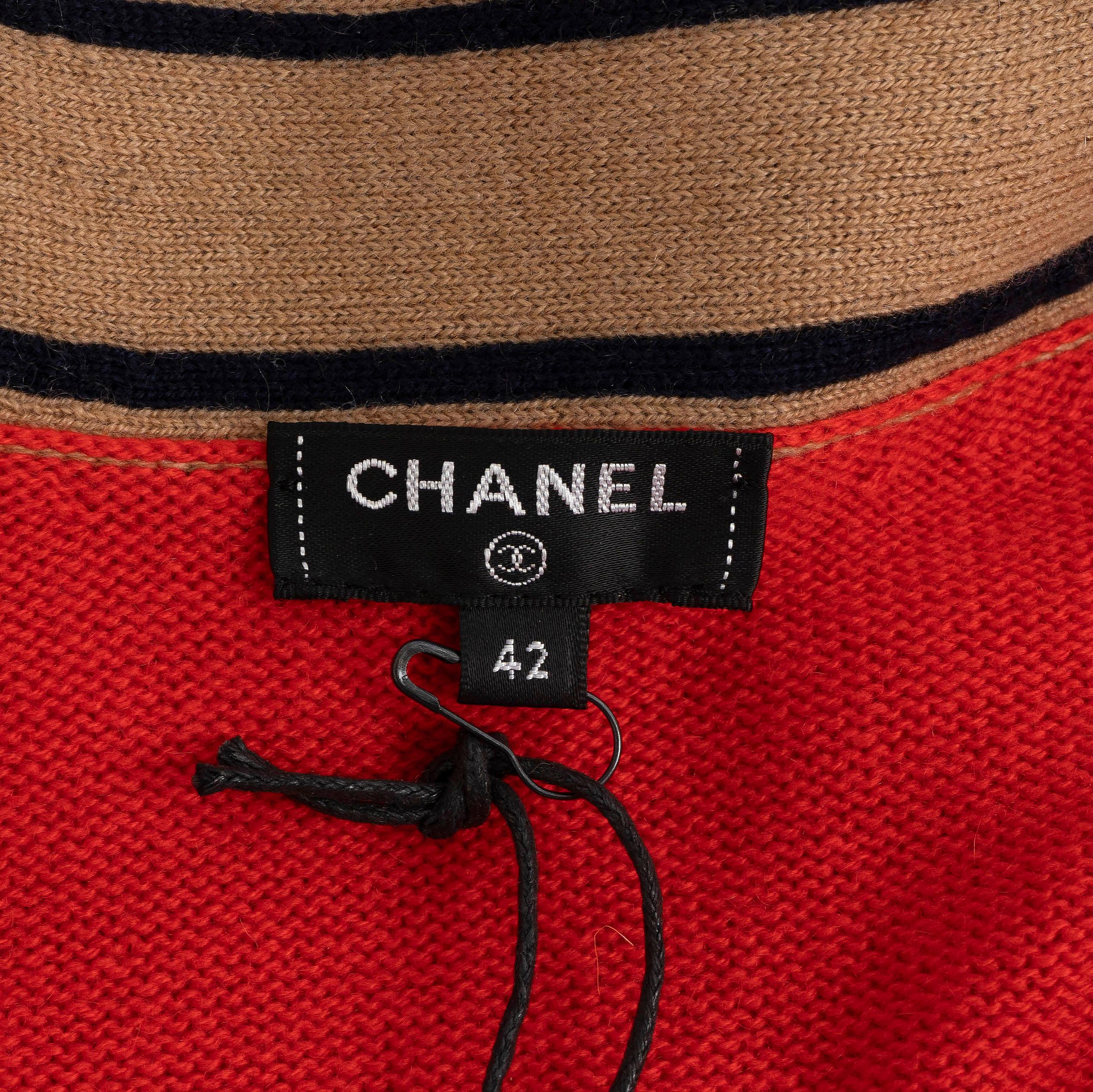 CHANEL red cashmere 2020 20C LONG Cardigan Sweater 42 L For Sale 2