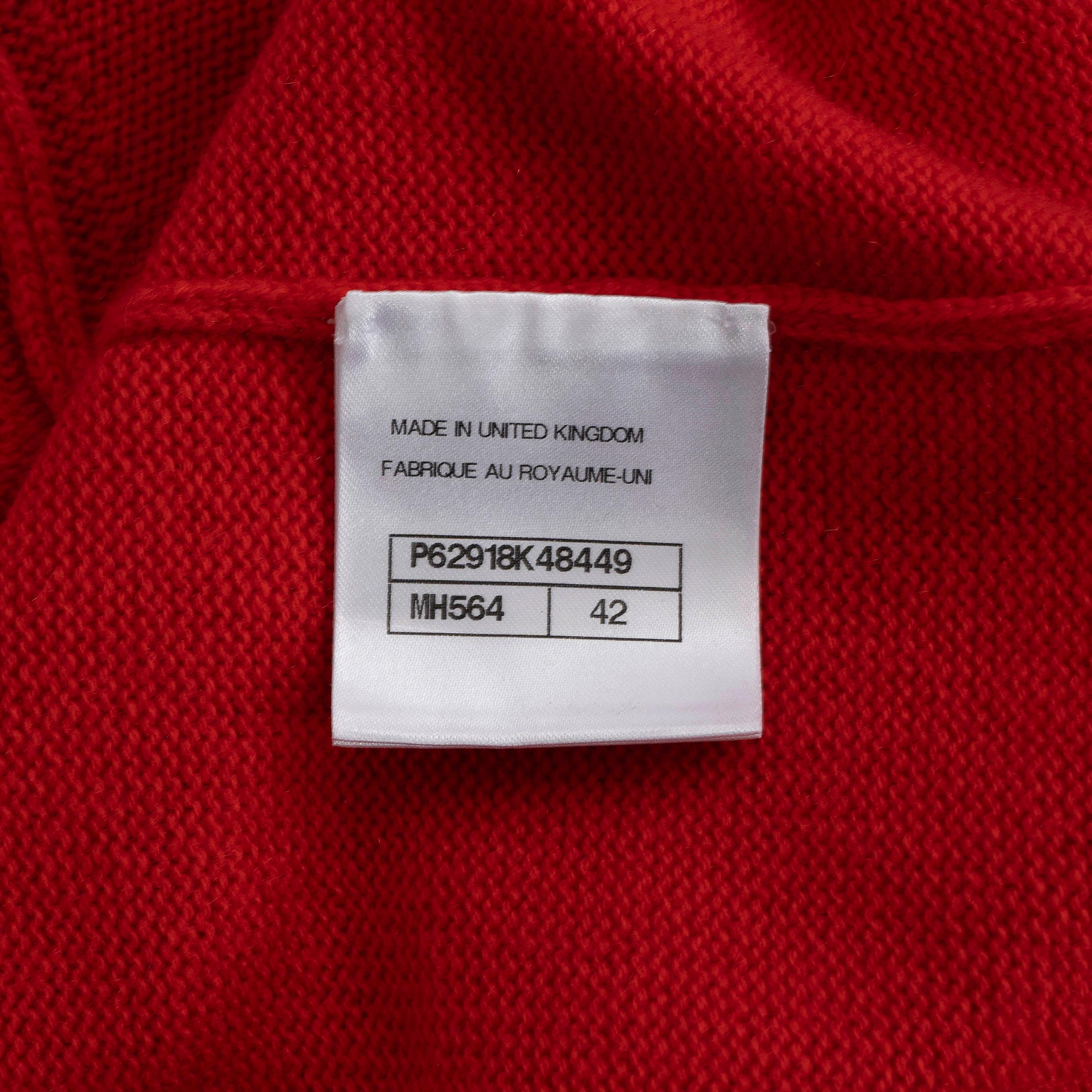CHANEL red cashmere 2020 20C LONG Cardigan Sweater 42 L For Sale 3