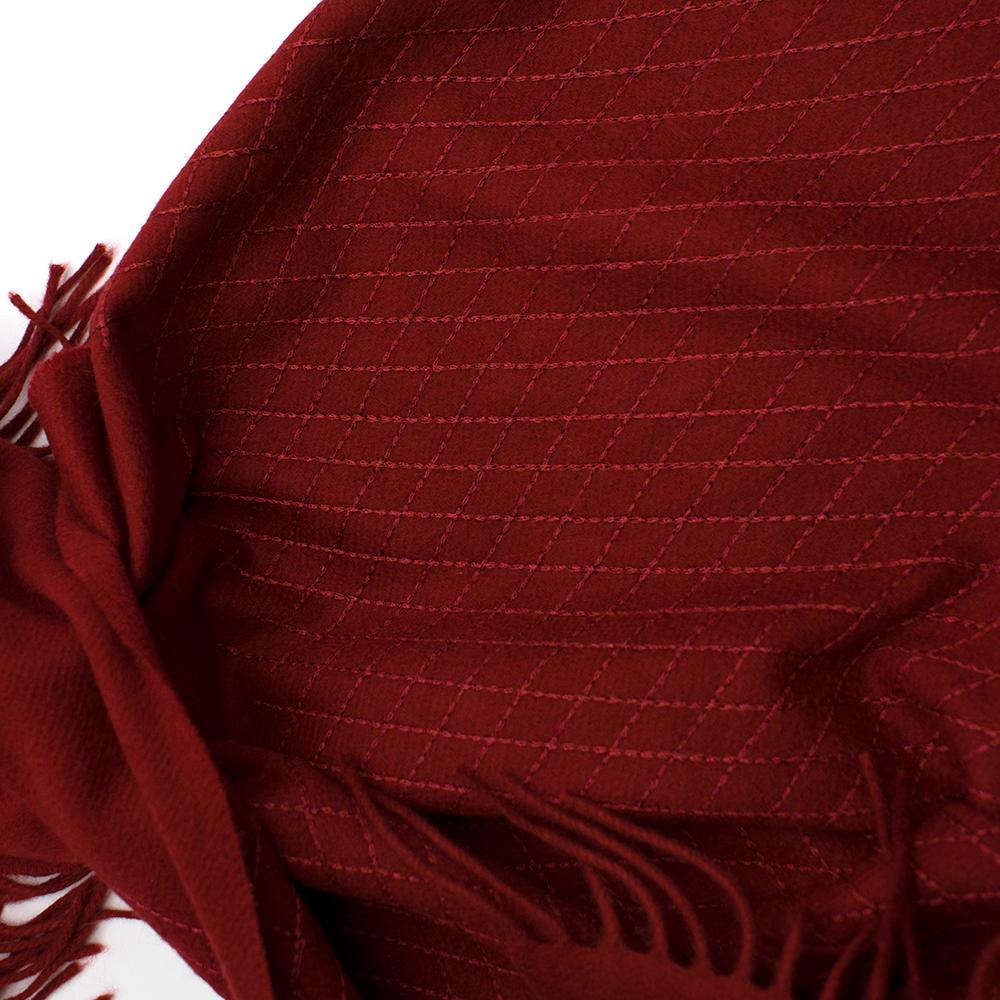 Chanel Red Cashmere Diamond Stitch Detail Scarf 3