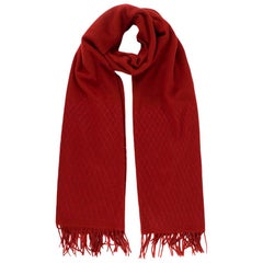 Chanel Red Cashmere Diamond Stitch Detail Scarf