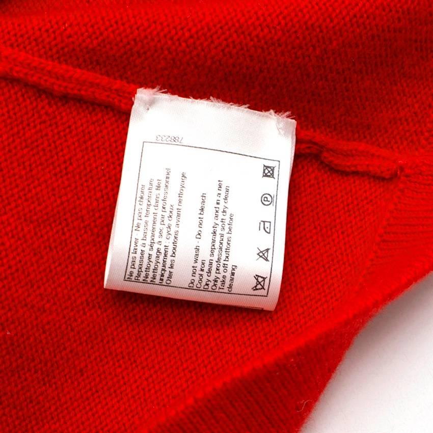 Chanel Red Cashmere Long Sleeved Cardigan In New Condition For Sale In London, GB