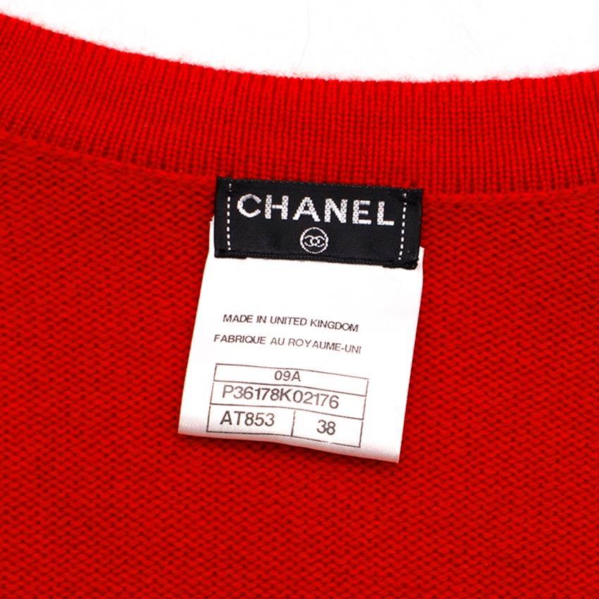 Chanel Red Cashmere Long Sleeved Cardigan For Sale 1