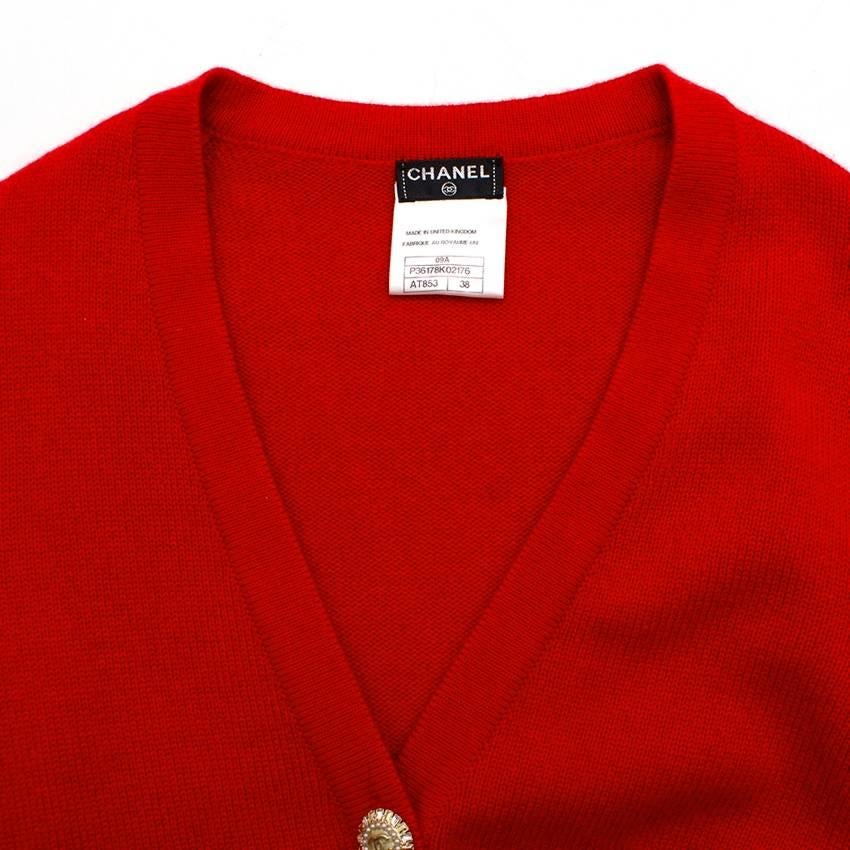 Chanel Red Cashmere Long Sleeved Cardigan For Sale 2