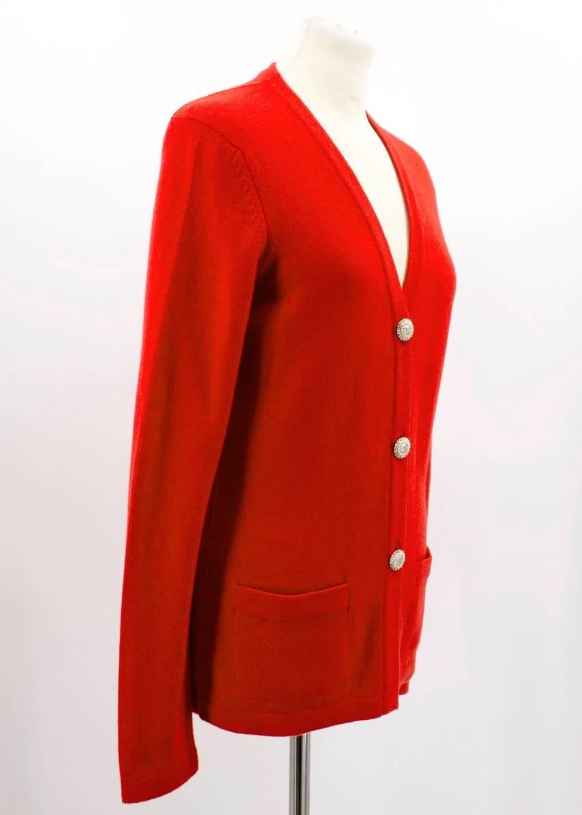 Chanel Red Cashmere Long Sleeved Cardigan For Sale 4
