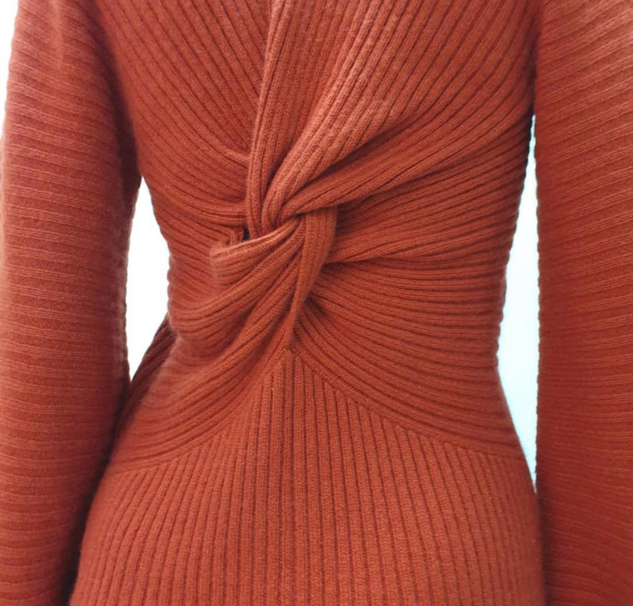 Chanel Red Cashmere Mini Twisted Dress 1