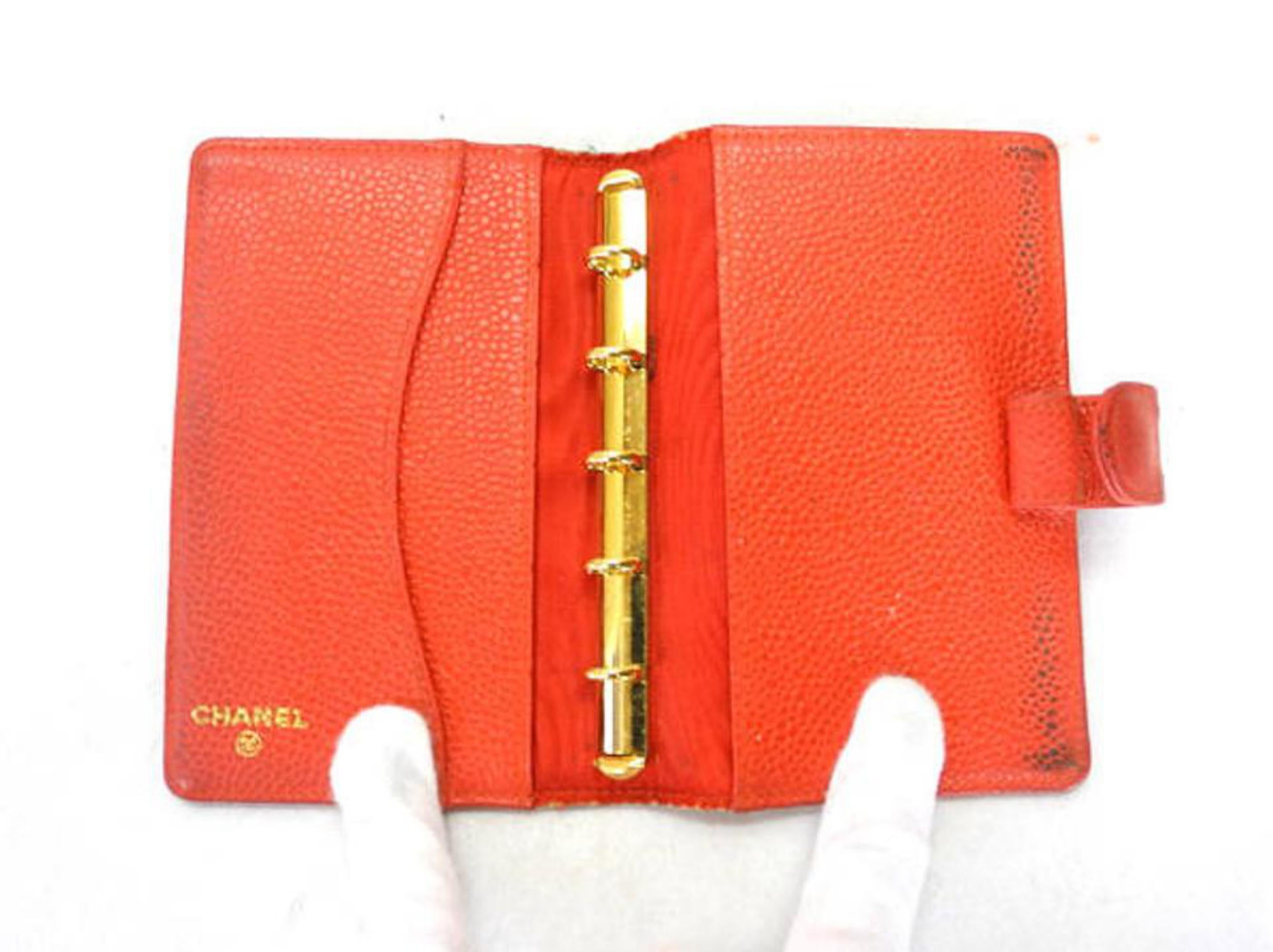 Chanel Red Caviar Agenda Organizer Book 218306 In Good Condition For Sale In Forest Hills, NY
