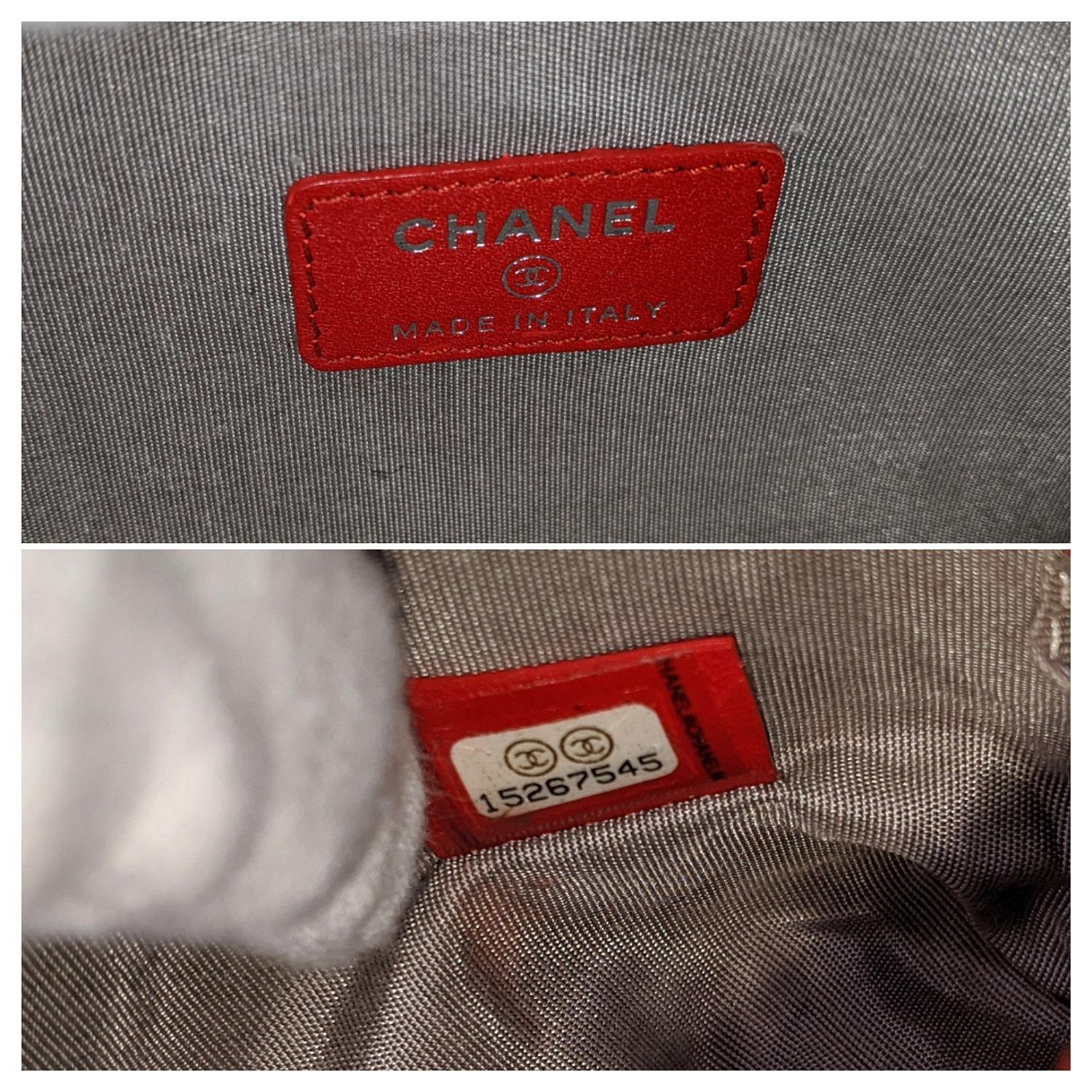 Women's Chanel Red Caviar CC Dome Cosmetic Case