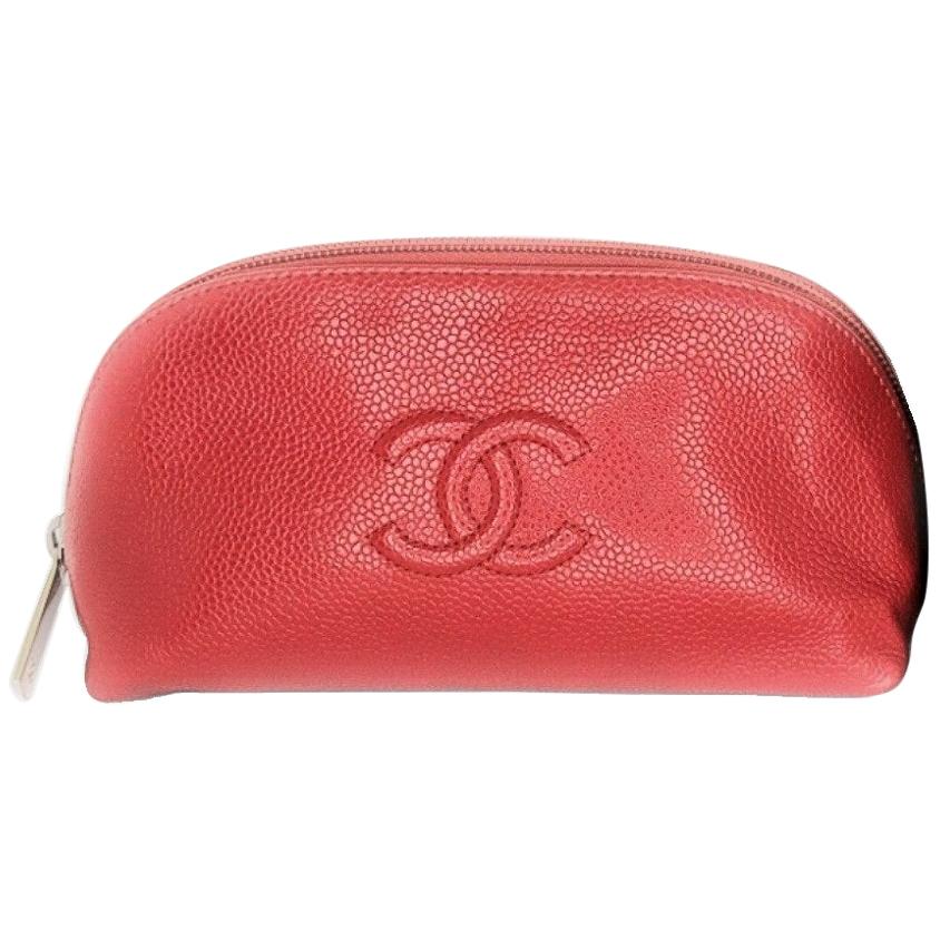 Chanel Red Caviar CC Dome Cosmetic Case