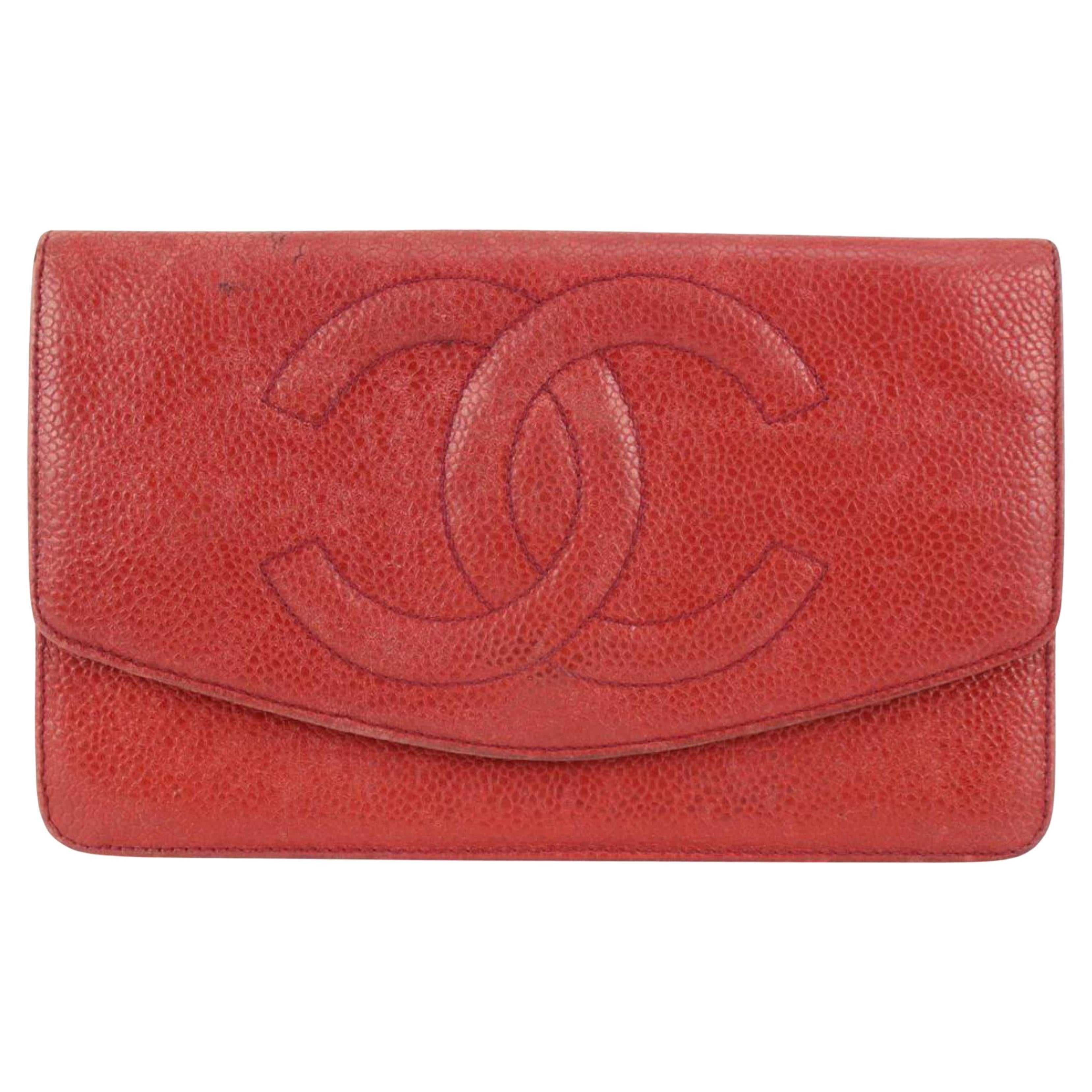 Chanel CHANEL Matrasse Coco Mark Chain Wallet Chain Leather Red EIT056 –  NUIR VINTAGE