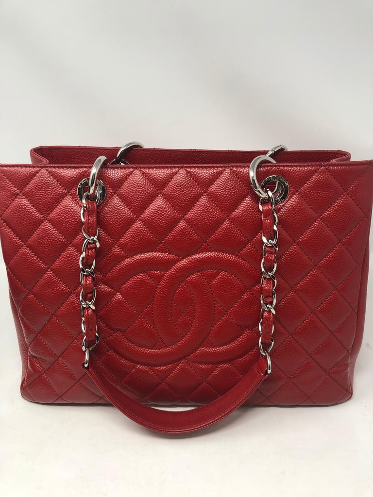 Chanel Red Caviar Grand Shopper Tote at 1stDibs | chanel tote red