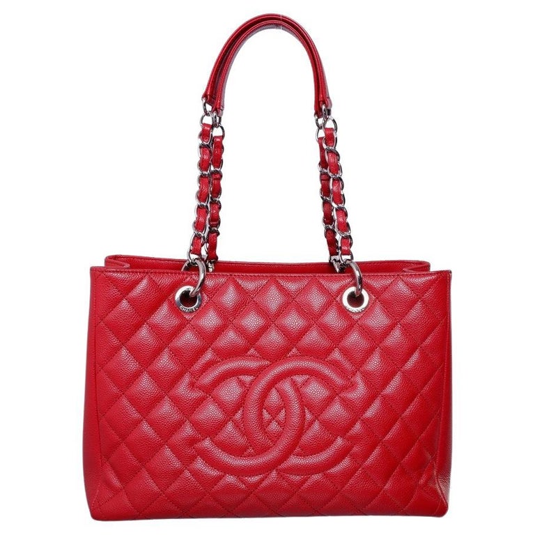 Chanel Red Caviar GST Grand Shopper Tote Bag at 1stDibs