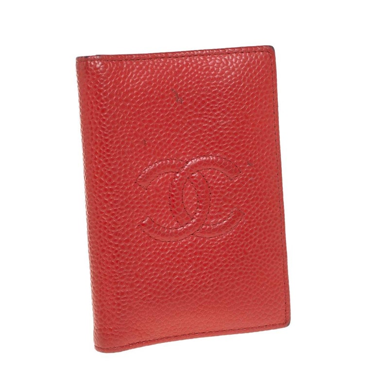 Chanel Red Caviar Leather CC Bifold Card Case at 1stDibs