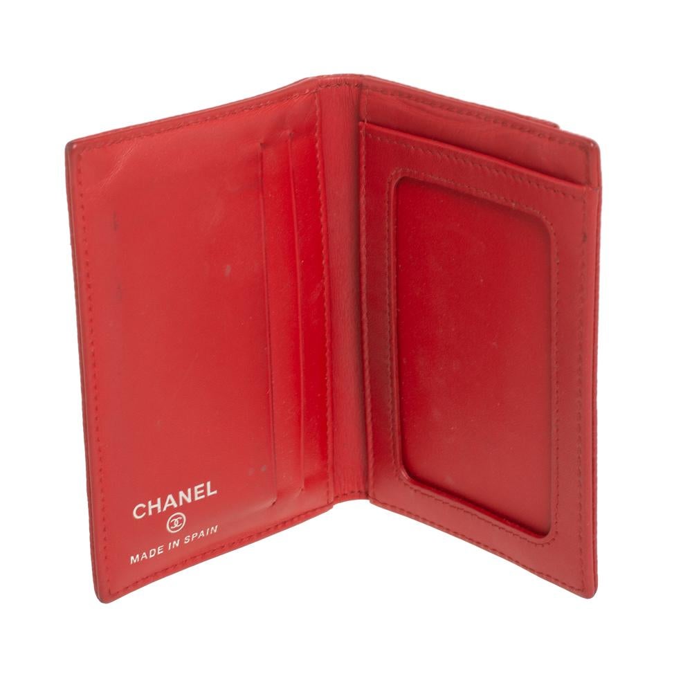 Women's Chanel Red Caviar Leather CC Bifold Card Case
