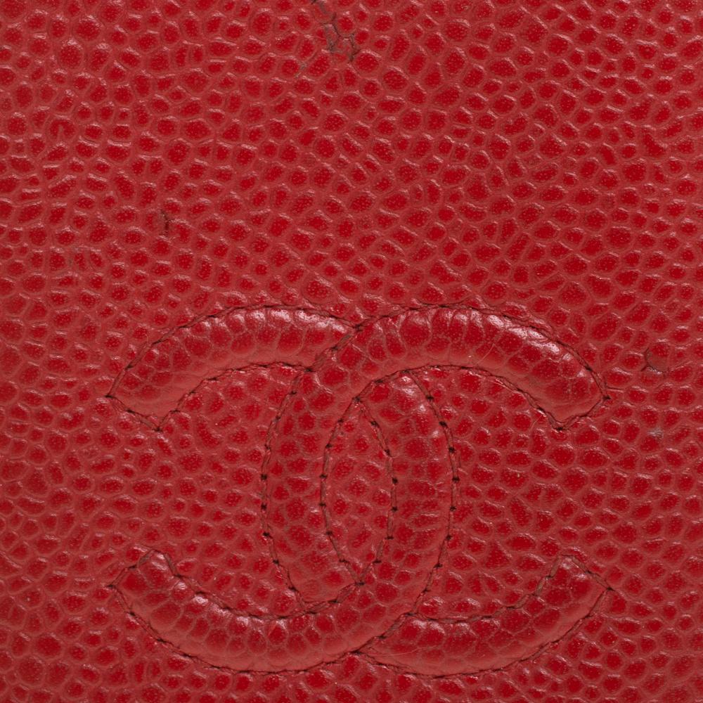 Chanel Red Caviar Leather CC Bifold Card Case 1