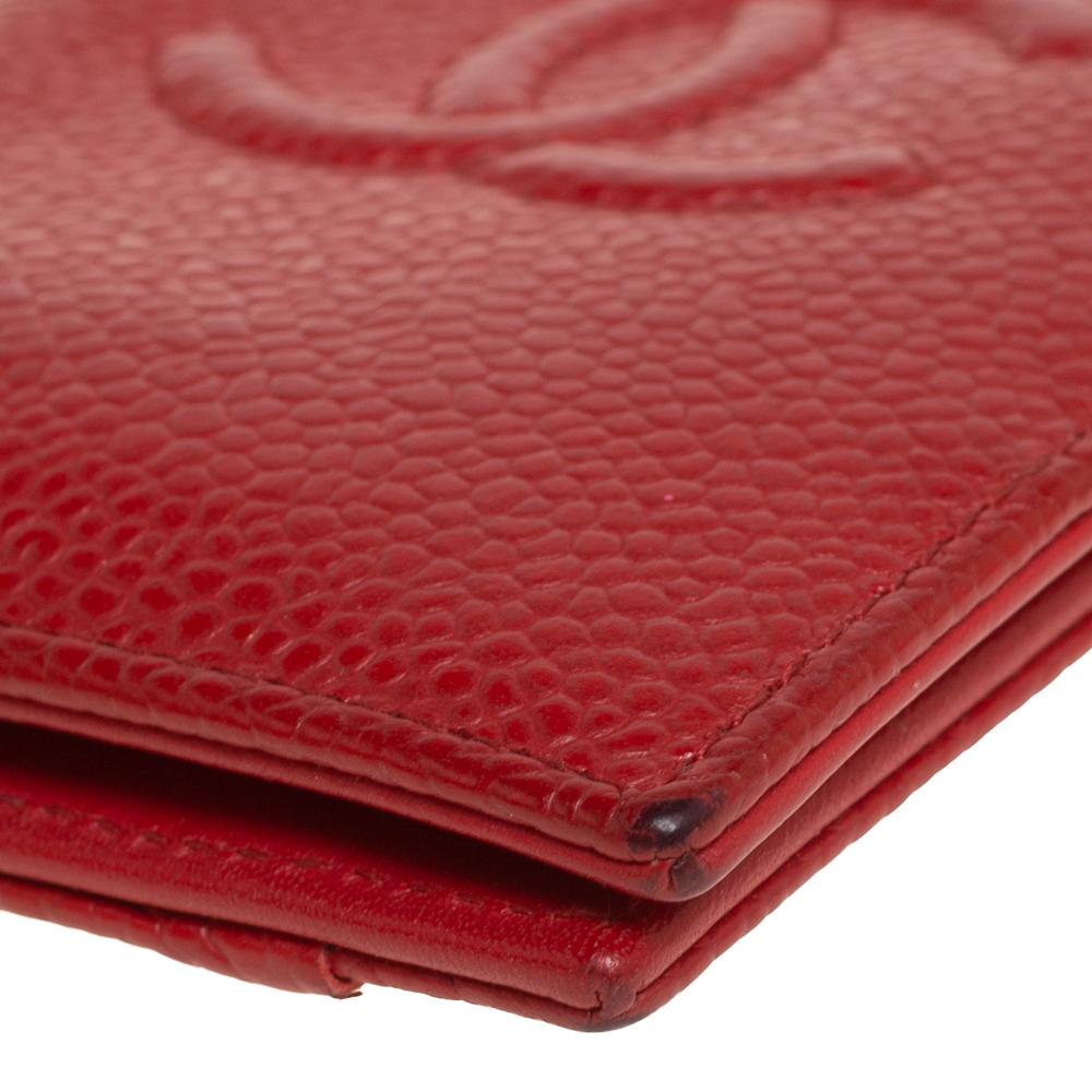 Chanel Red Caviar Leather CC Bifold Card Case 2