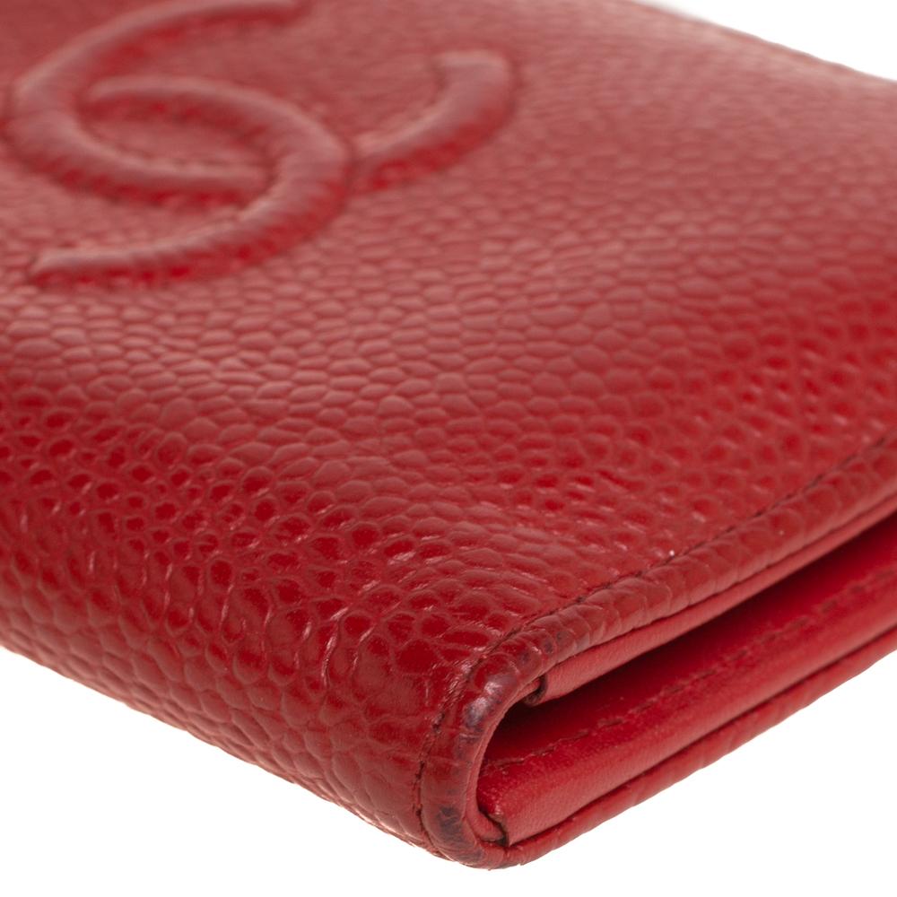 Chanel Red Caviar Leather CC Bifold Card Case 3