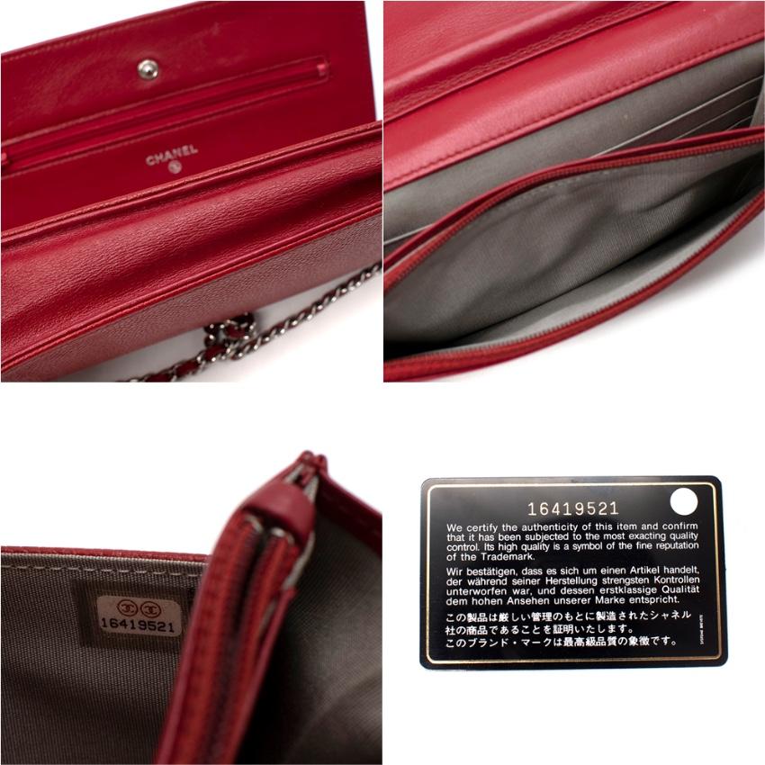 Chanel Red Caviar Leather CC Logo Wallet on Chain For Sale 3