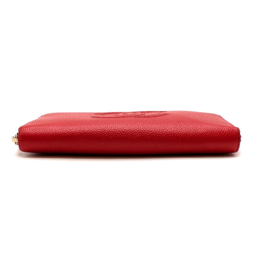 Chanel Red Caviar Leather CC Long Wallet In Excellent Condition In London, GB