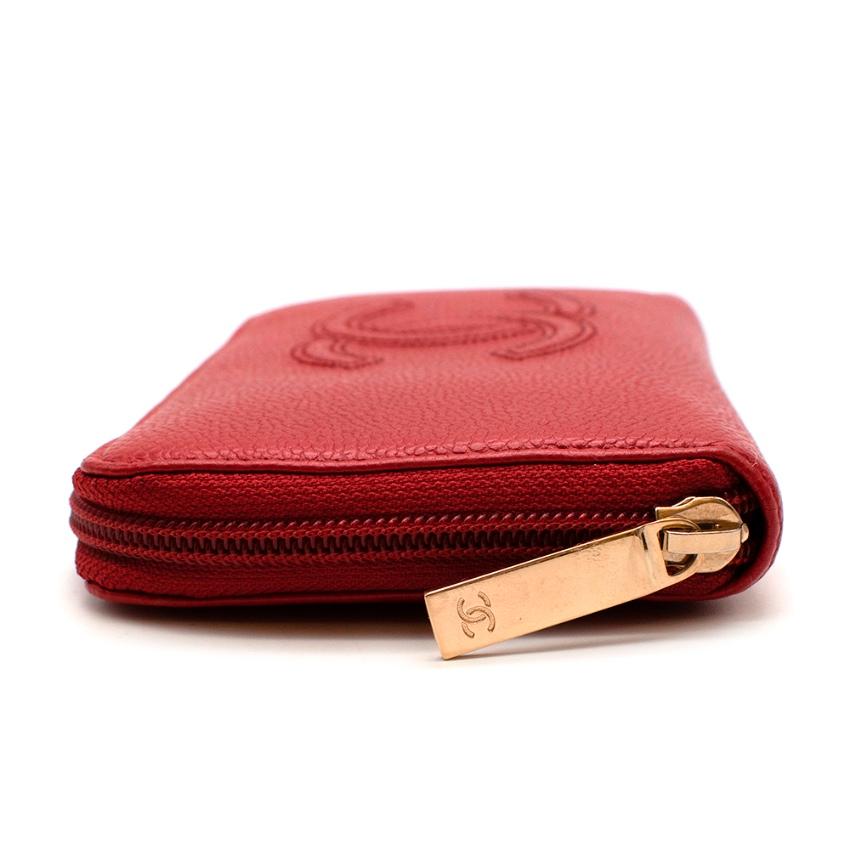 Women's or Men's Chanel Red Caviar Leather CC Long Wallet