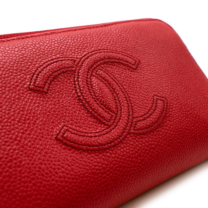 Chanel Red Caviar Leather CC Long Wallet 1