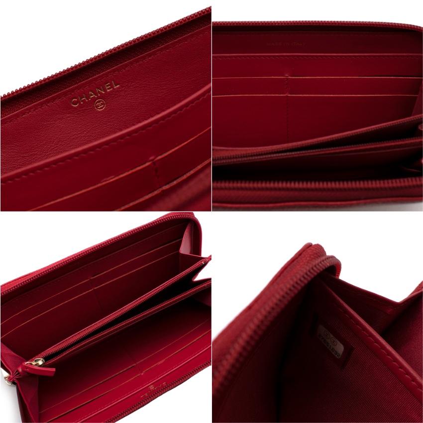 Chanel Red Caviar Leather CC Long Wallet 4