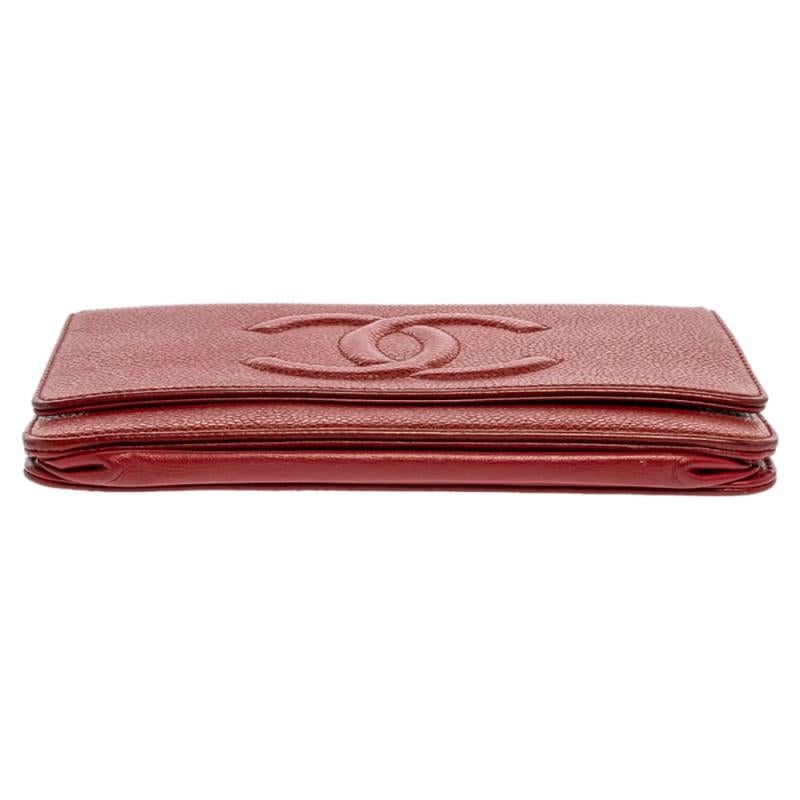 Chanel Red Caviar Leather CC Timeless Wallet On Chain 1