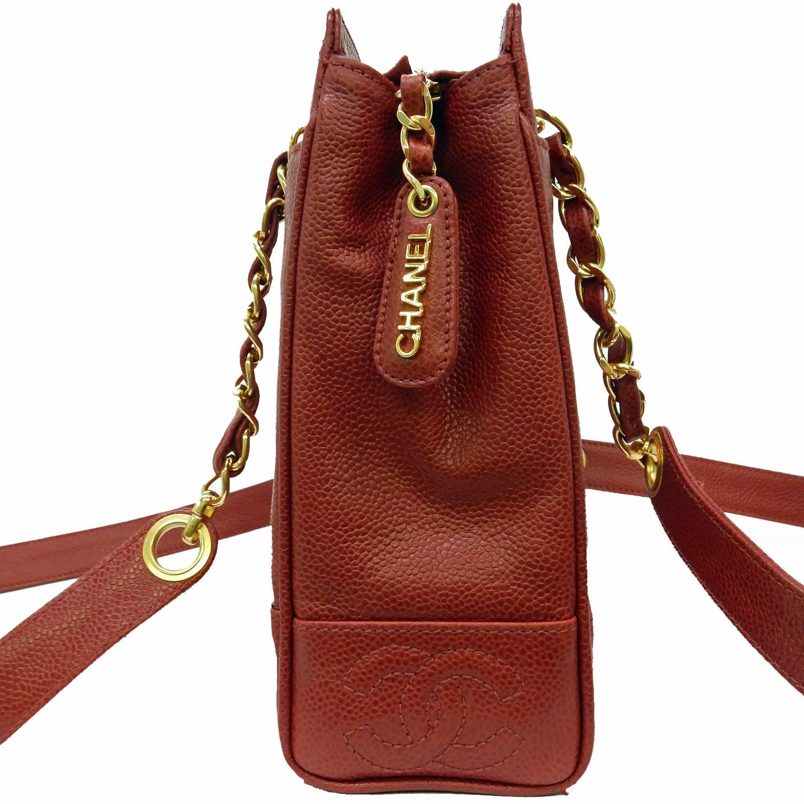 Chanel Red Caviar Leather 