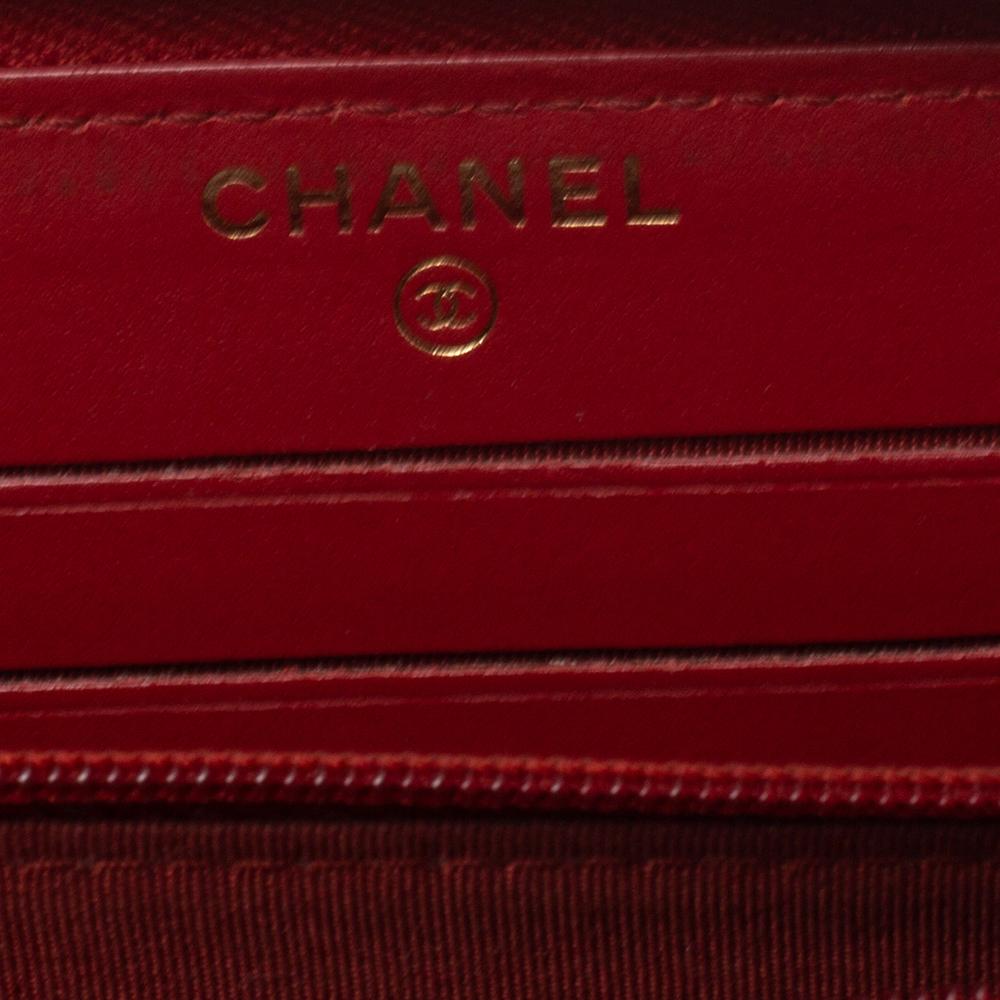 Chanel Red Caviar Leather CC Zip-Around Wallet 1