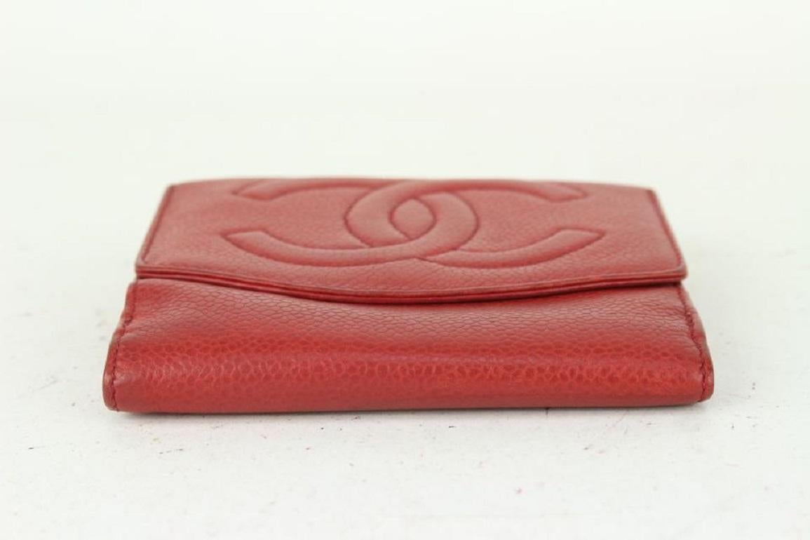 Chanel Red Caviar Leather Coin Purse Compact Wallet 824lv52 1