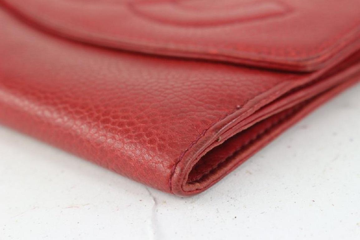 Chanel Red Caviar Leather Coin Purse Compact Wallet 824lv52 2