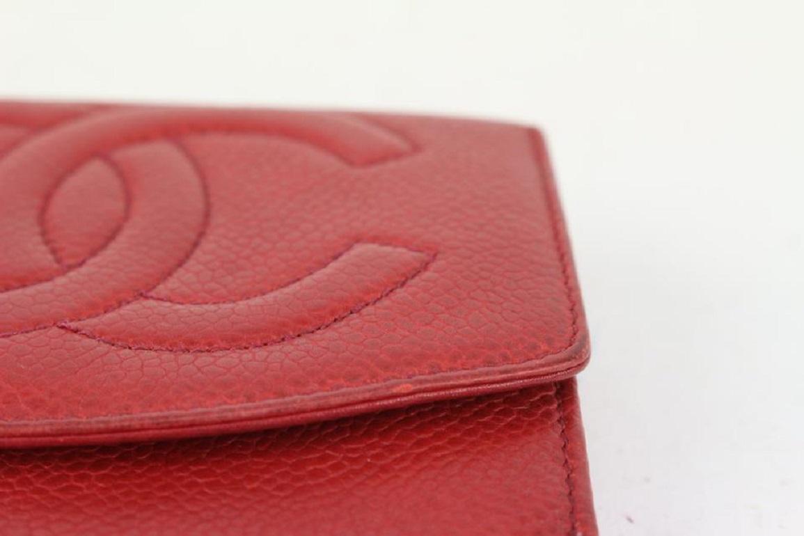 Chanel Red Caviar Leather Coin Purse Compact Wallet 824lv52 3