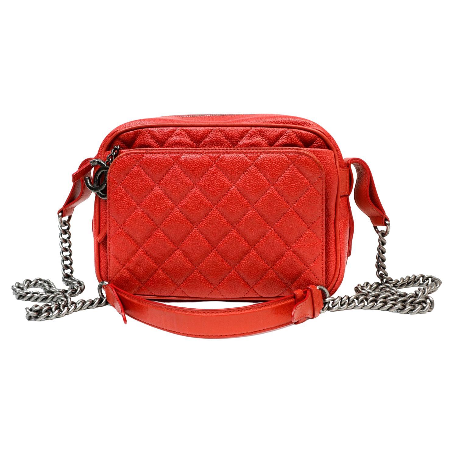 Chanel Red Caviar Leather Crossbody Bag