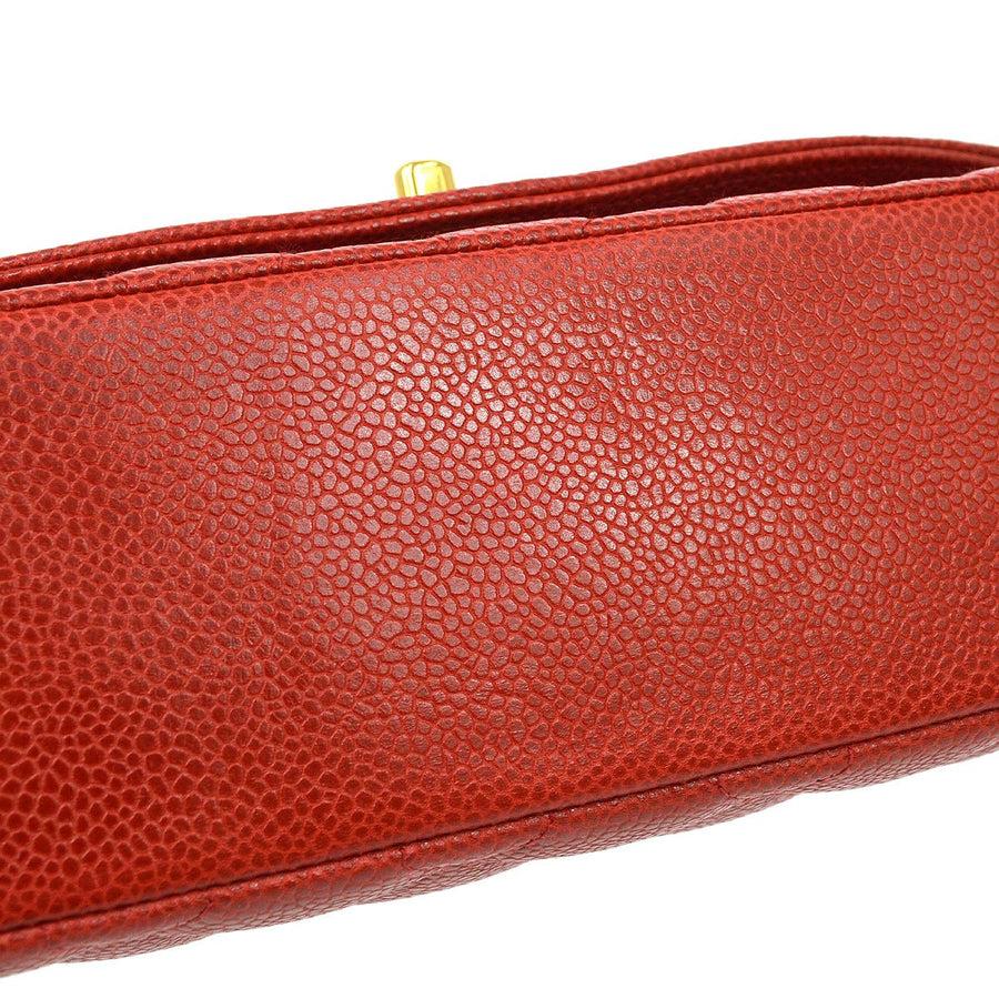 Women's CHANEL Red Caviar Leather Gold Hardware Medium Diana Evening Shoulder Flap Bag