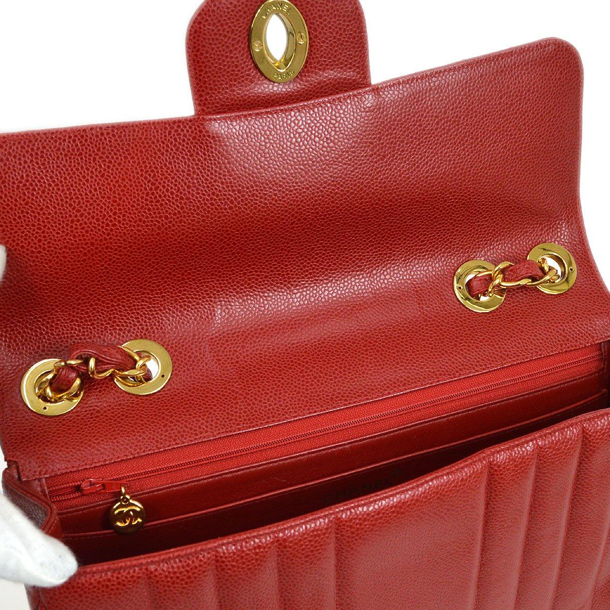 CHANEL Rote Abend-Umhängetasche aus Leder in Kaviar und Gold Jumbo Damen im Angebot
