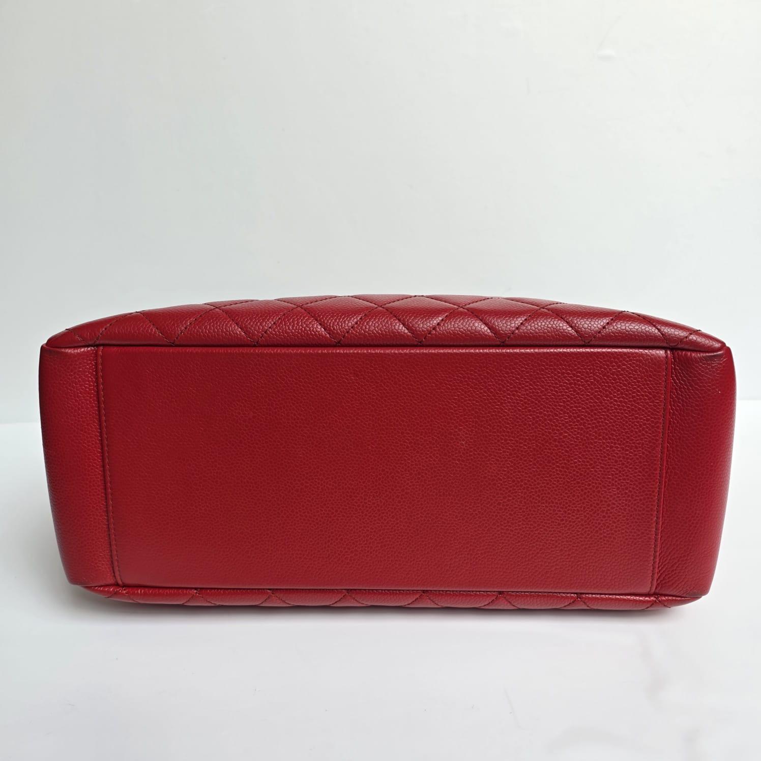 Chanel Red Caviar Leather GST Bag For Sale 6