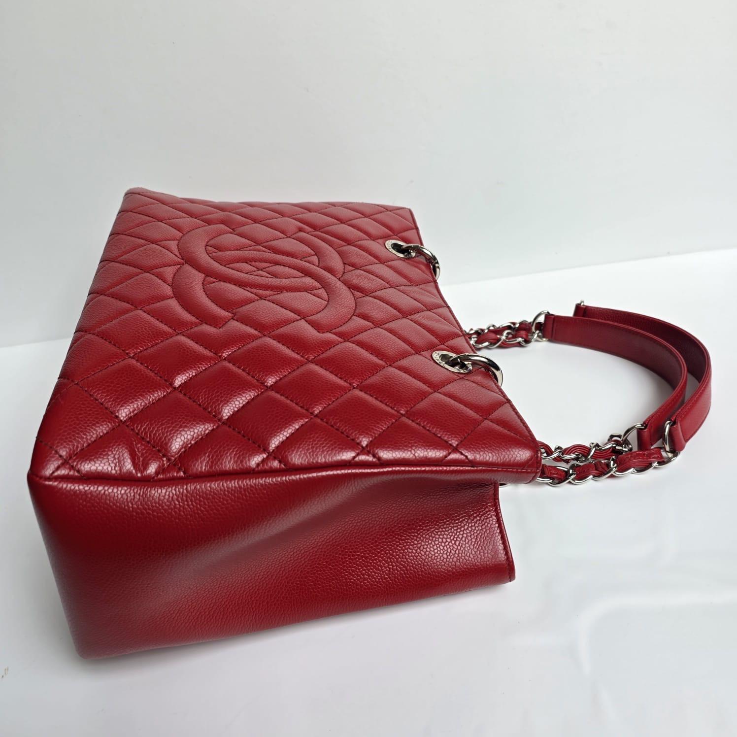 Chanel Red Caviar Leather GST Bag For Sale 8