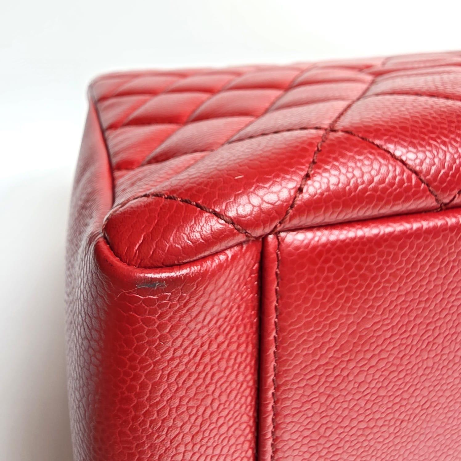 Chanel Red Caviar Leather GST Bag For Sale 9