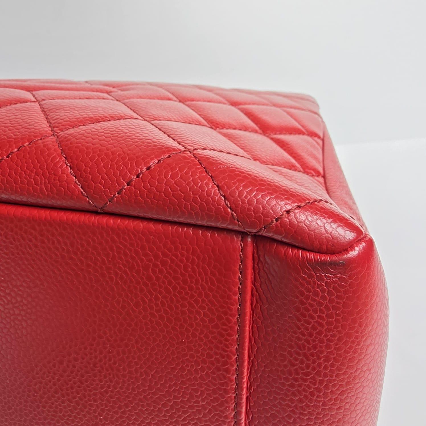 Chanel Red Caviar Leather GST Bag For Sale 11