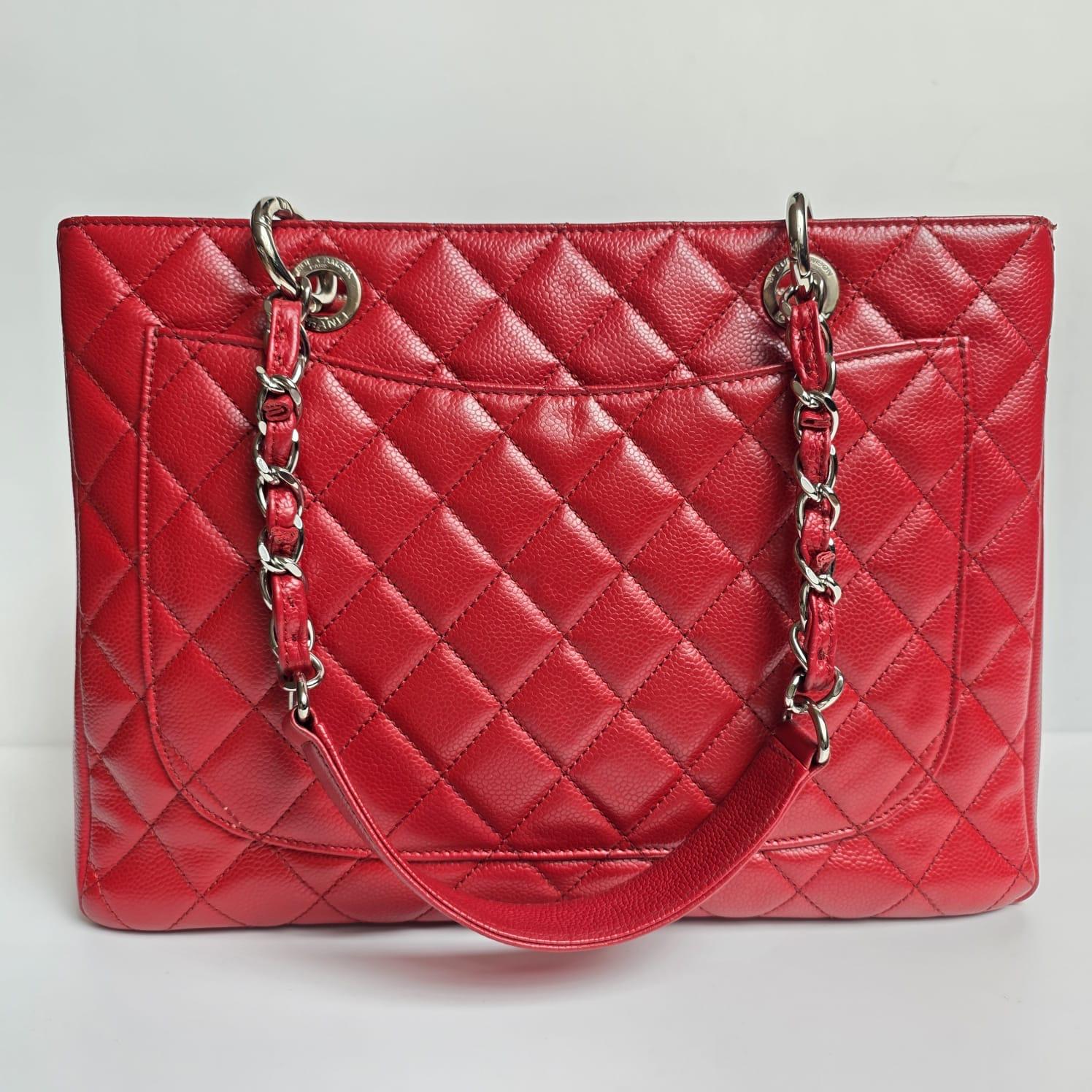 Chanel Red Caviar Leather GST Bag For Sale 13