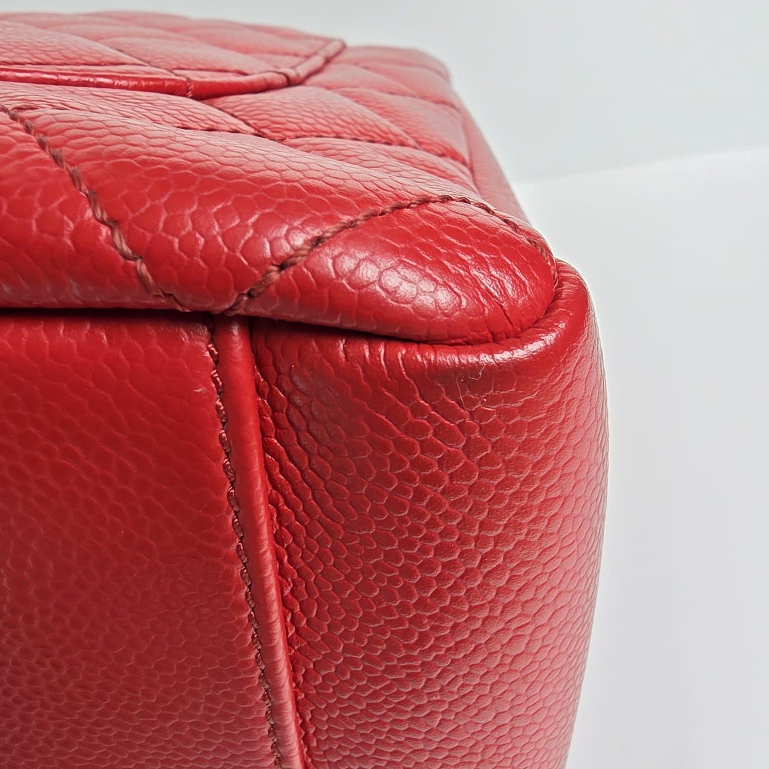 Chanel Red Caviar Leather GST Bag For Sale 16