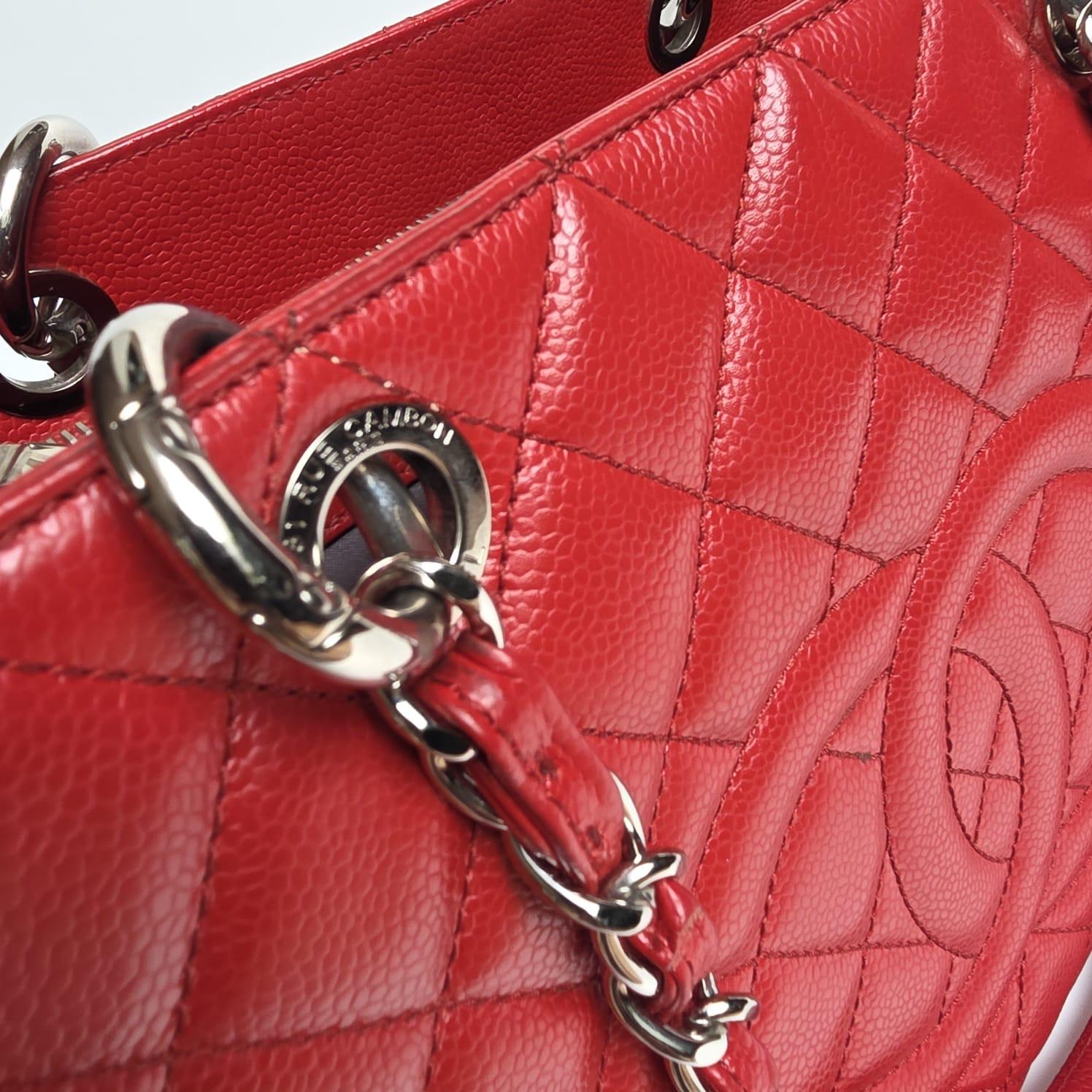 Chanel Red Caviar Leather GST Bag For Sale 5
