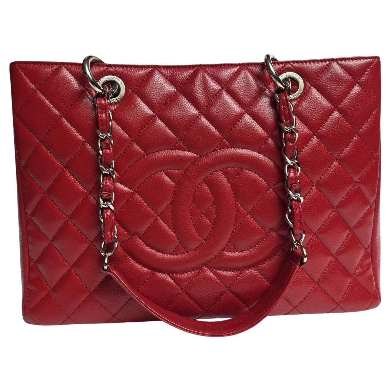 Chanel Red Caviar Leather GST Bag For Sale