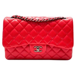 Chanel Red Caviar Leather Jumbo Classic Double Flap Bag, 2015