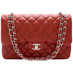 Chanel Red Caviar Leather Jumbo Double Flap Bag