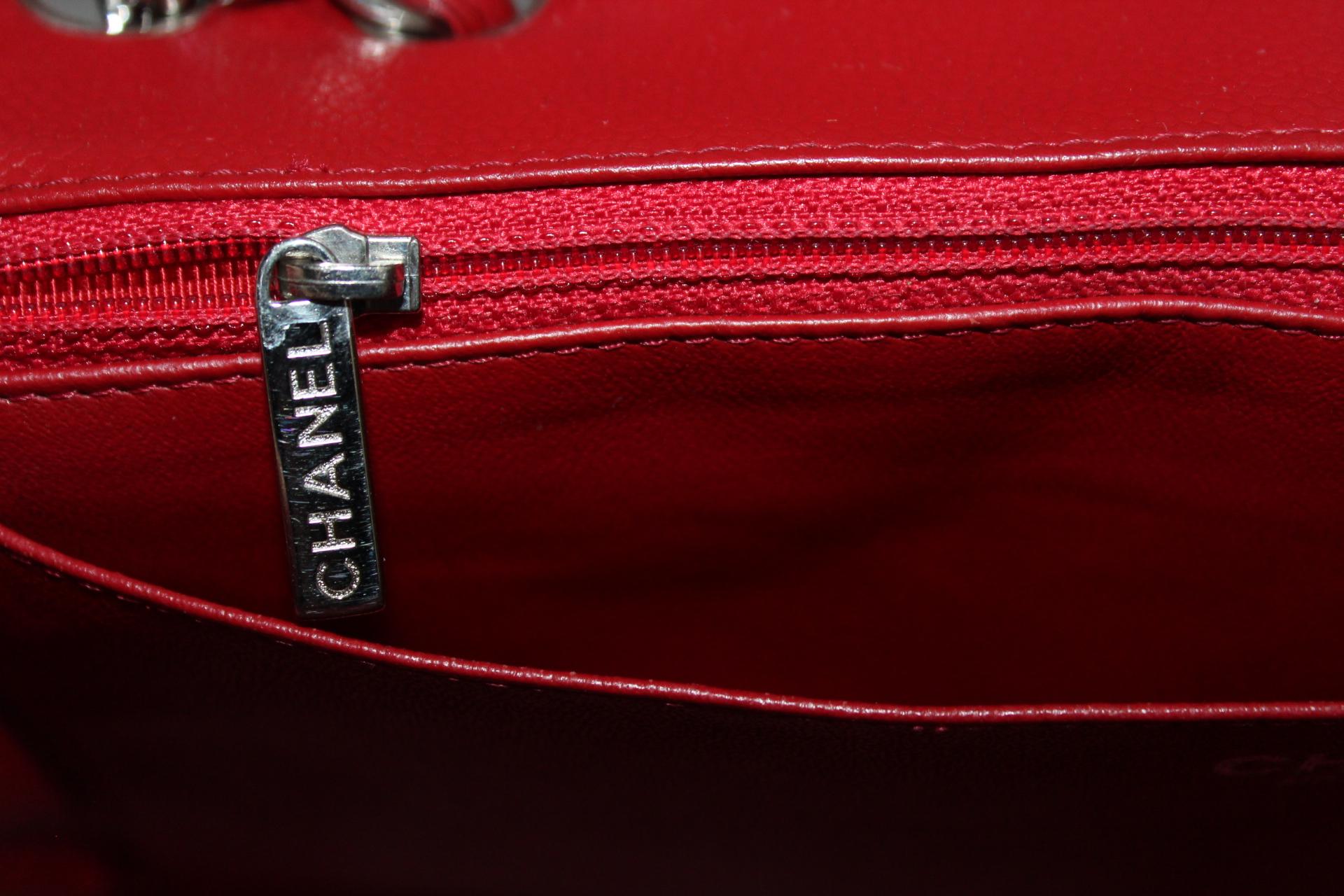Women's Chanel Red Caviar Leather Jumbo Flap Bag