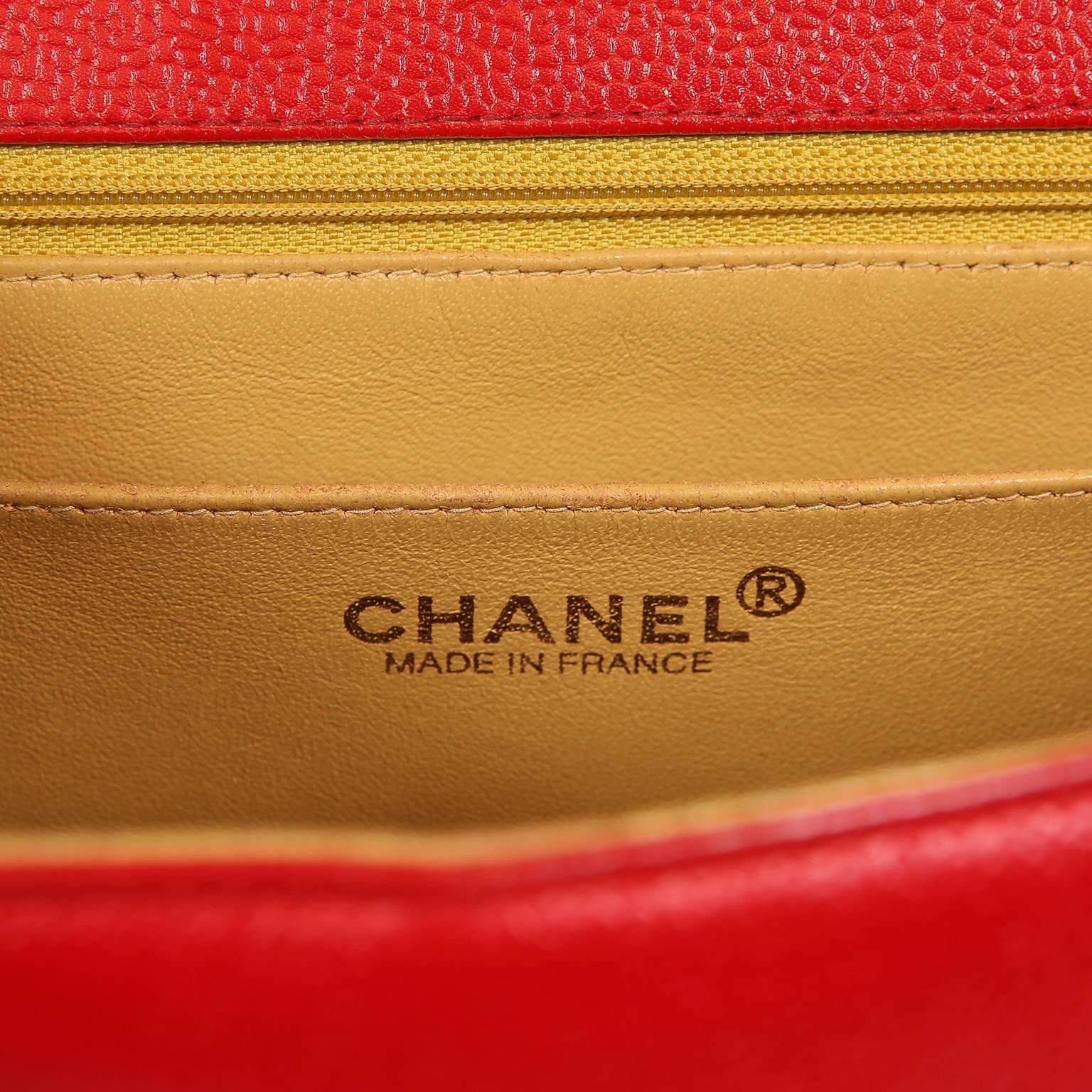 Chanel Red Caviar Leather Kelly Bag 3