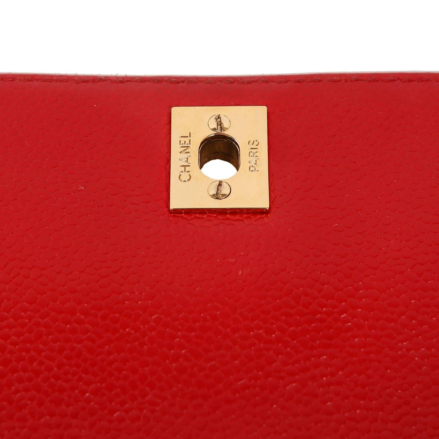 Chanel Red Caviar Leather Kelly Bag 5