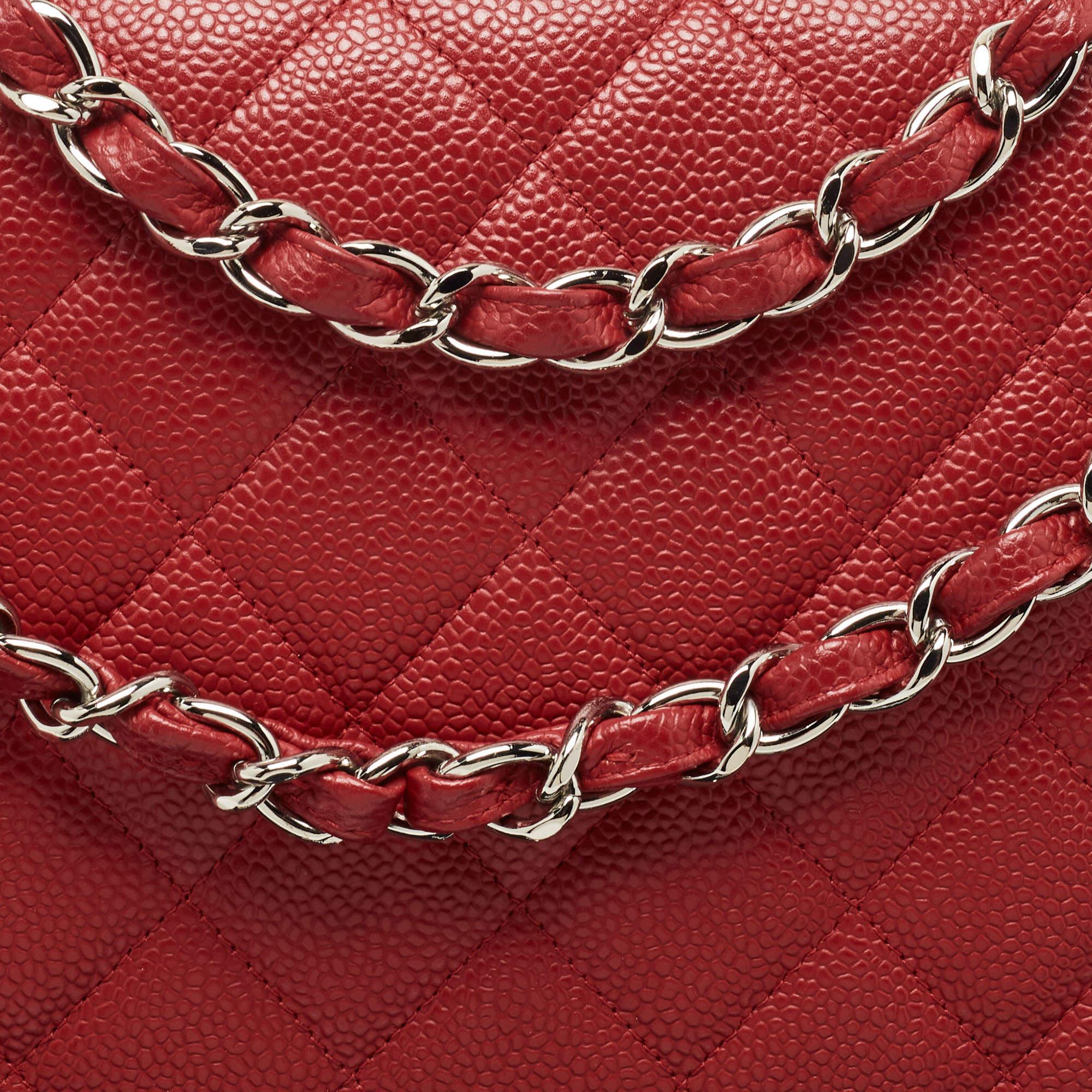 Chanel Red Caviar Leather Maxi Classic Double Flap Bag 3