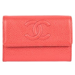 Chanel Rotes Kaviarleder Zeitloses Portemonnaie