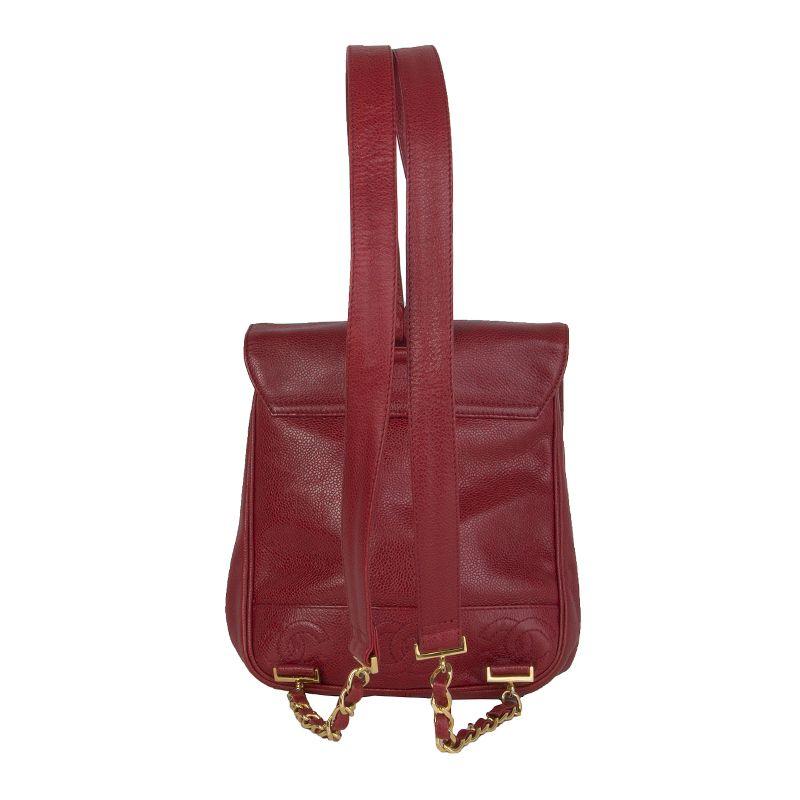 Brown Chanel red Caviar leather VINTAGE Backpack Bag